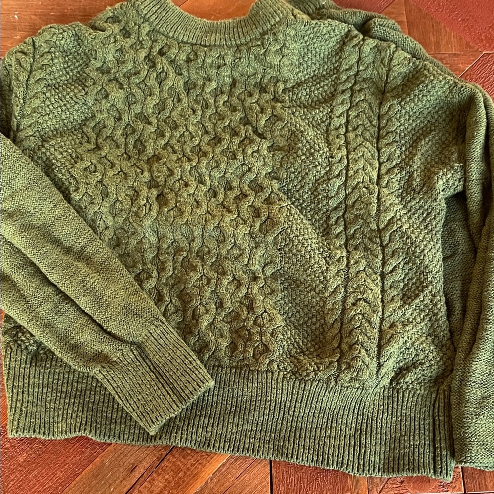 Knit Crewneck Sweater - Olive Green